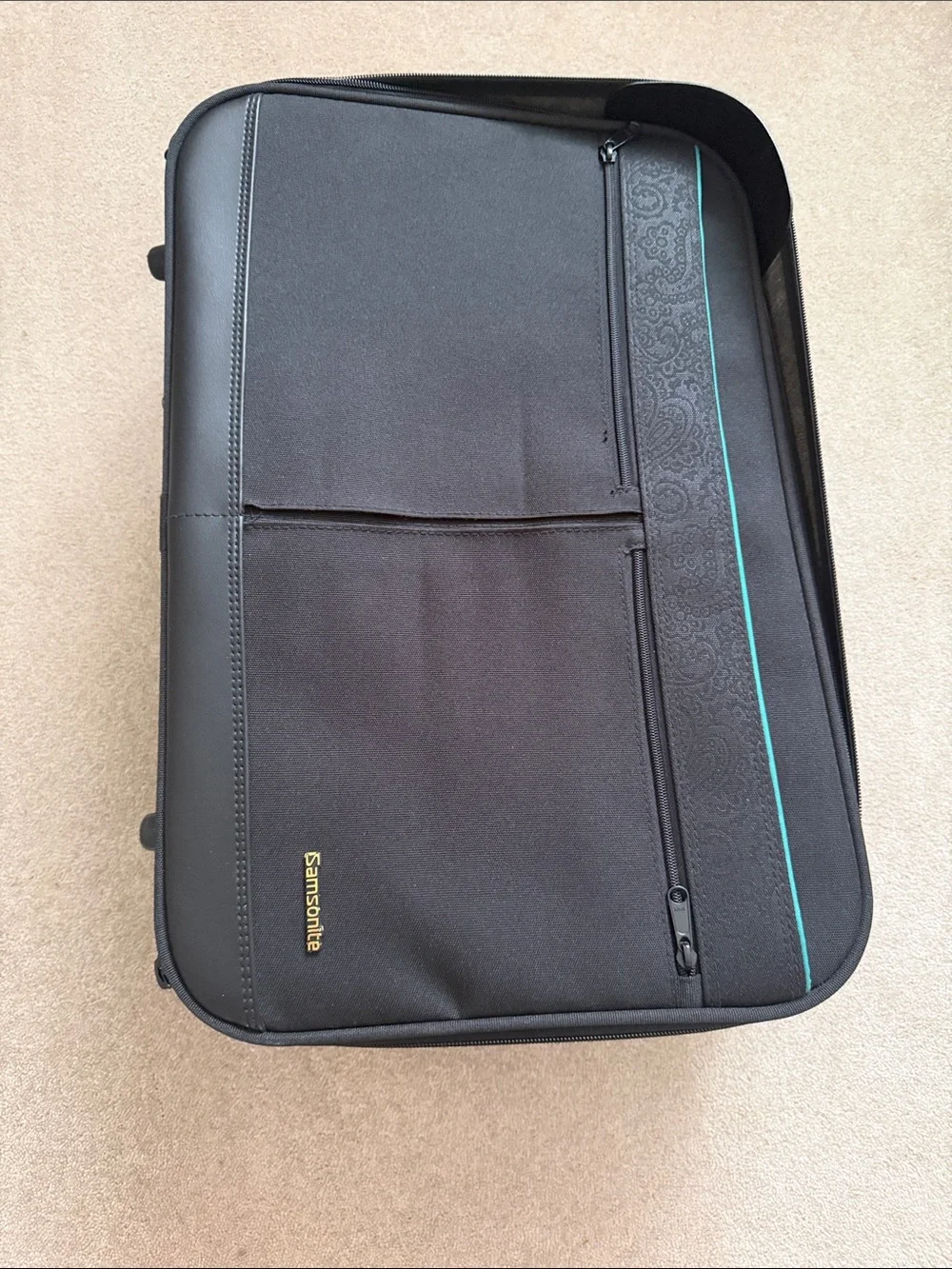 Samsonite Black Laptop Briefcase with Teal Trim
